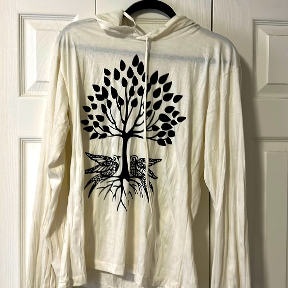 Long sleeve hooded top with yoga vibes